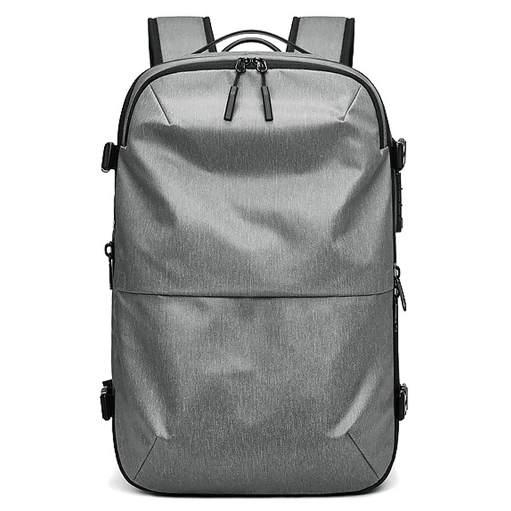 OUTWALK 7705 Compression Travel Backpack Oxford Cloth Men's Laptop Bag Daypack - Light Grey - 1
