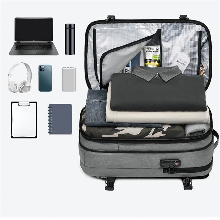 OUTWALK 7705 Compression Travel Backpack Oxford Cloth Men's Laptop Bag Daypack - Light Grey - 4