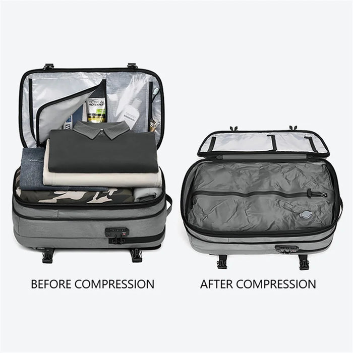 OUTWALK 7705 Compression Travel Backpack Oxford Cloth Men's Laptop Bag Daypack - Light Grey - 5