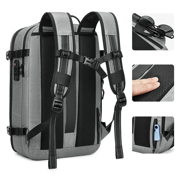 OUTWALK 7705 Compression Travel Backpack Oxford Cloth Men's Laptop Bag Daypack - Light Grey - 7