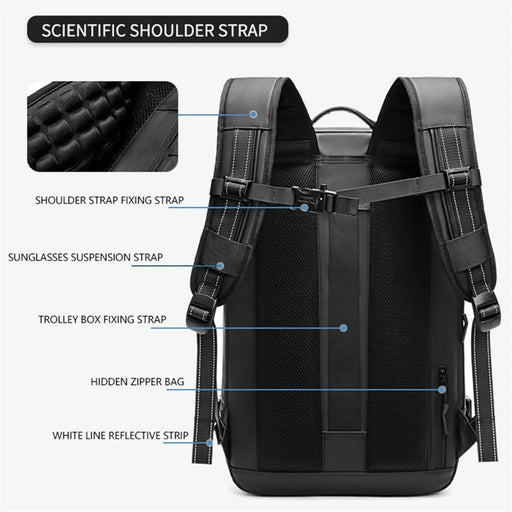 OUTWALK 7705L Large Capacity Men Backpack Anti-Splash Oxford Cloth Travel Laptop Daypack - Black - 2