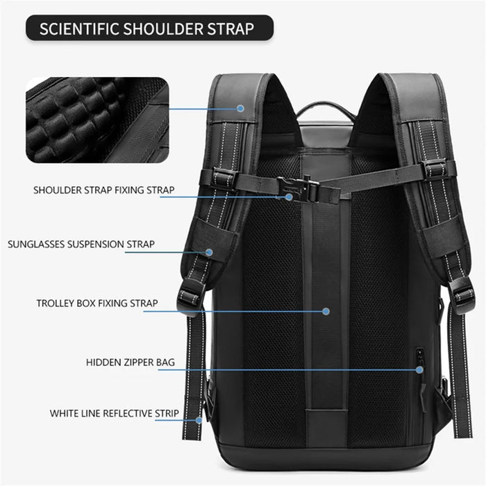 OUTWALK 7705L Large Capacity Men Backpack Anti-Splash Oxford Cloth Travel Laptop Daypack - Black - 2