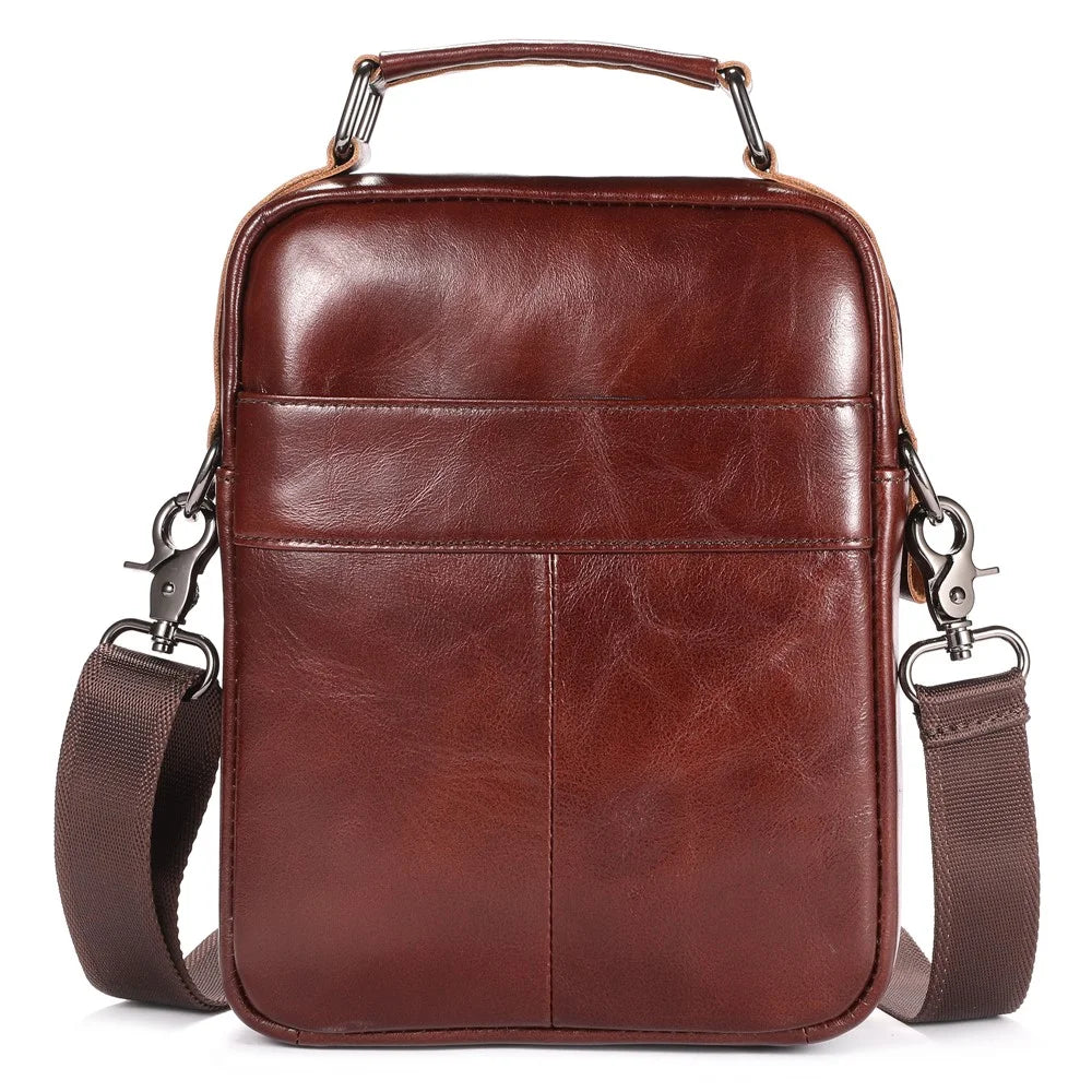 BULLCAPTAIN 049 Retro Cowhide Leather Crossbody Bag Large Men's Daypack Travel Bag - Coffee - 3