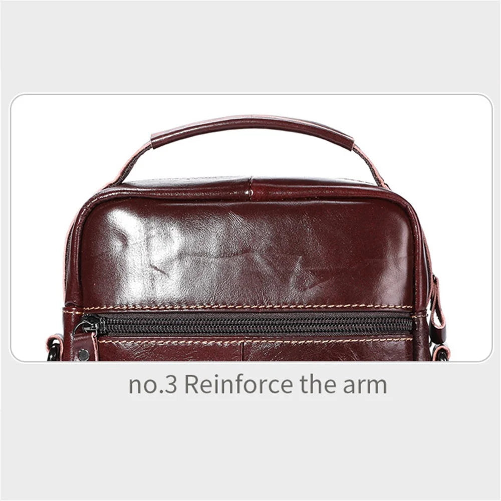 BULLCAPTAIN 400 Men's Crossbody Bag Cowhide Leather Messenger Bag Large Daypack - Coffee - 6