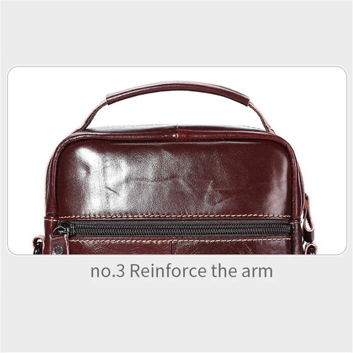 BULLCAPTAIN 400 Men's Crossbody Bag Cowhide Leather Messenger Bag Large Daypack - Coffee - 6