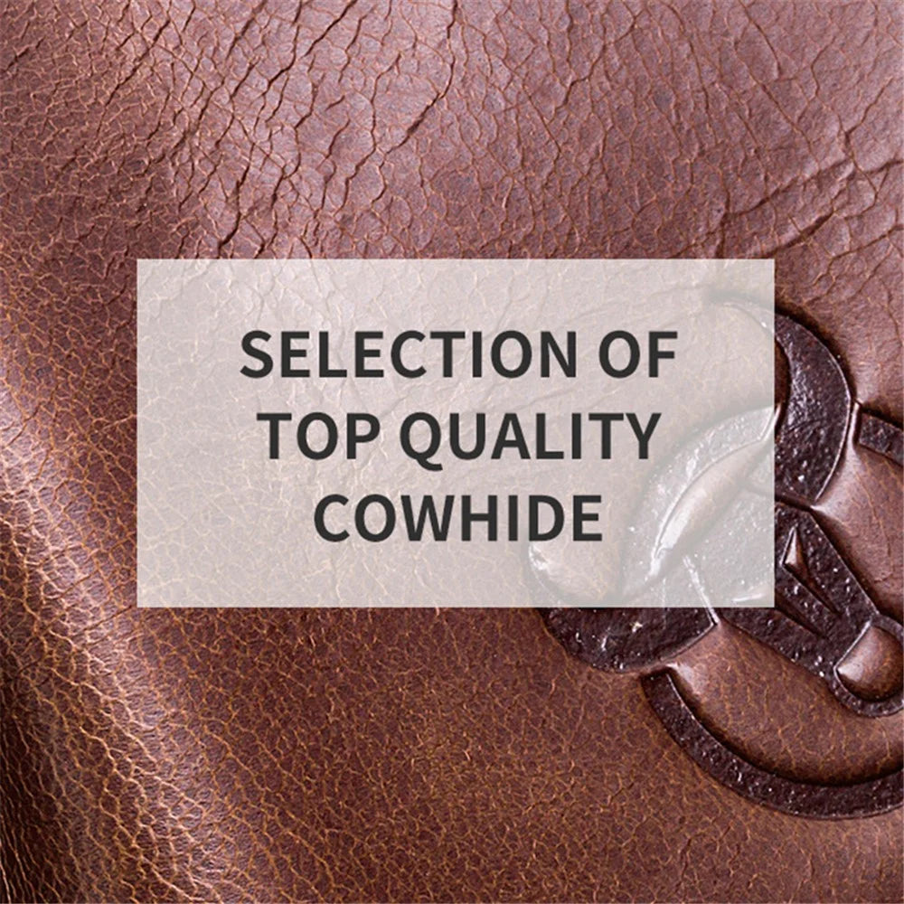 BULLCAPTAIN 400 Men's Crossbody Bag Cowhide Leather Messenger Bag Large Daypack - Coffee - 7