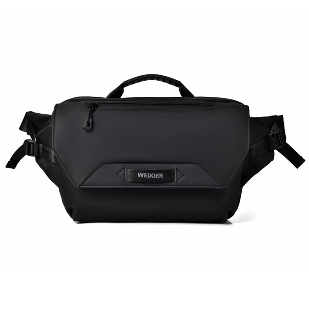 WEIXIER D511 Waterproof Nylon Crossbody Bag Men Travel Chest Bag, 32x7x20cm - Black - 1
