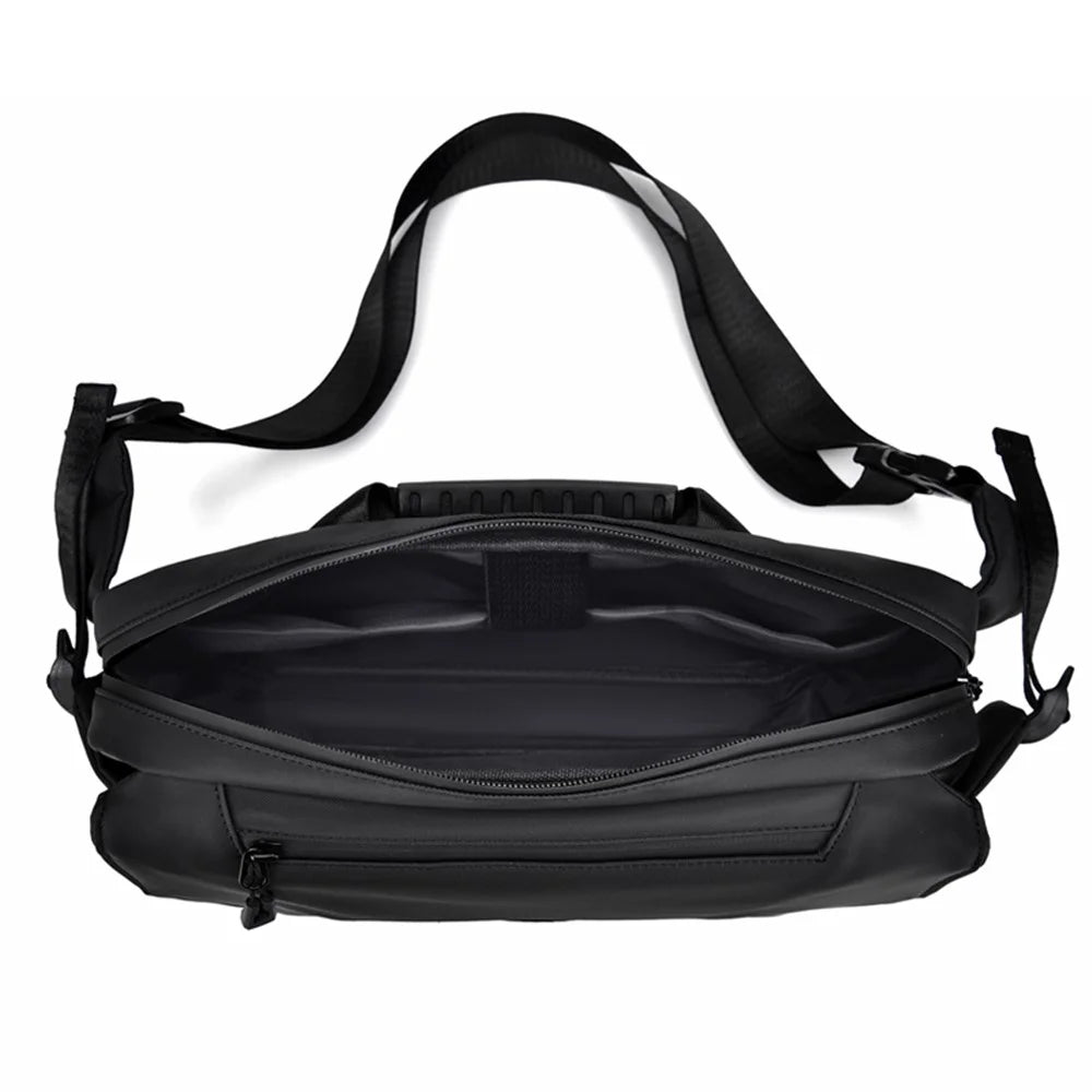 WEIXIER D511 Waterproof Nylon Crossbody Bag Men Travel Chest Bag, 32x7x20cm - Black - 3