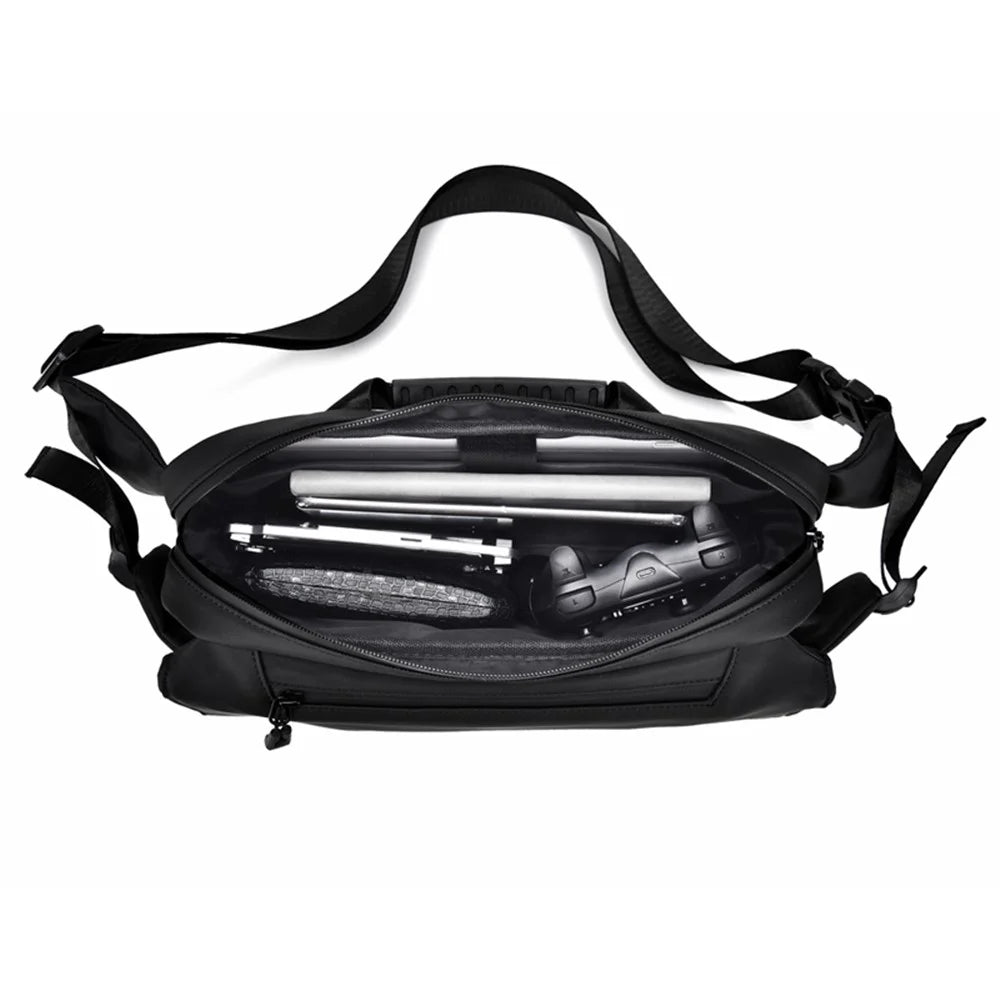WEIXIER D511 Waterproof Nylon Crossbody Bag Men Travel Chest Bag, 32x7x20cm - Black - 4