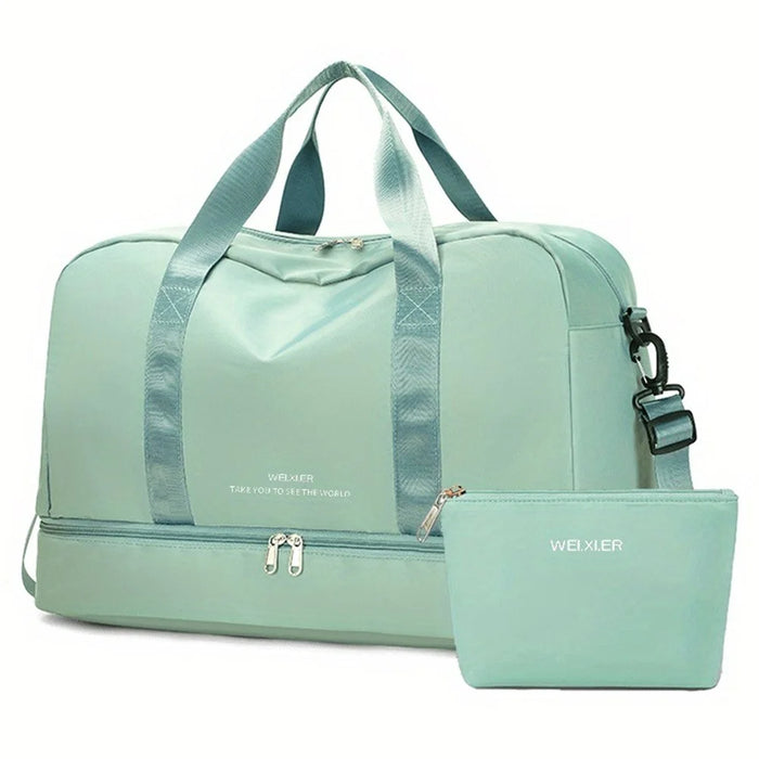 WEIXIER V016 36-55L Waterproof Nylon Luggage Handbag Carry On Travel Duffle Bag, with Small Bag - Green - 1