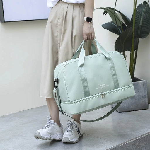 WEIXIER V016 36-55L Waterproof Nylon Luggage Handbag Carry On Travel Duffle Bag, with Small Bag - Green - 2