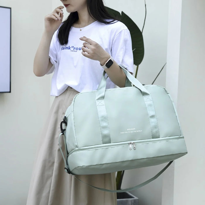WEIXIER V016 36-55L Carry On Travel Duffle Bag Waterproof Nylon Luggage Handbag - Green - 3