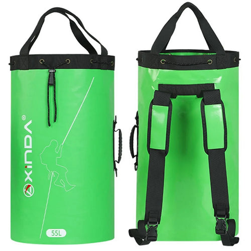 XINDA XD-BAG21 55L PVC Climbing Rope Bag Outdoor Rock Climbing Caving Rope Organizer Drainable Backpack - Green - 1