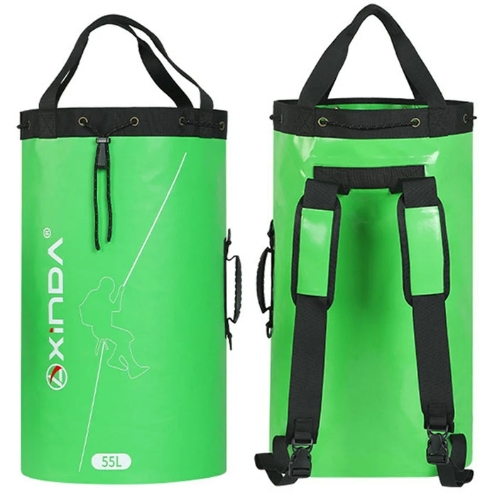 XINDA XD-BAG21 55L PVC Climbing Rope Bag Outdoor Rock Climbing Caving Rope Organizer Drainable Backpack - Green - 1