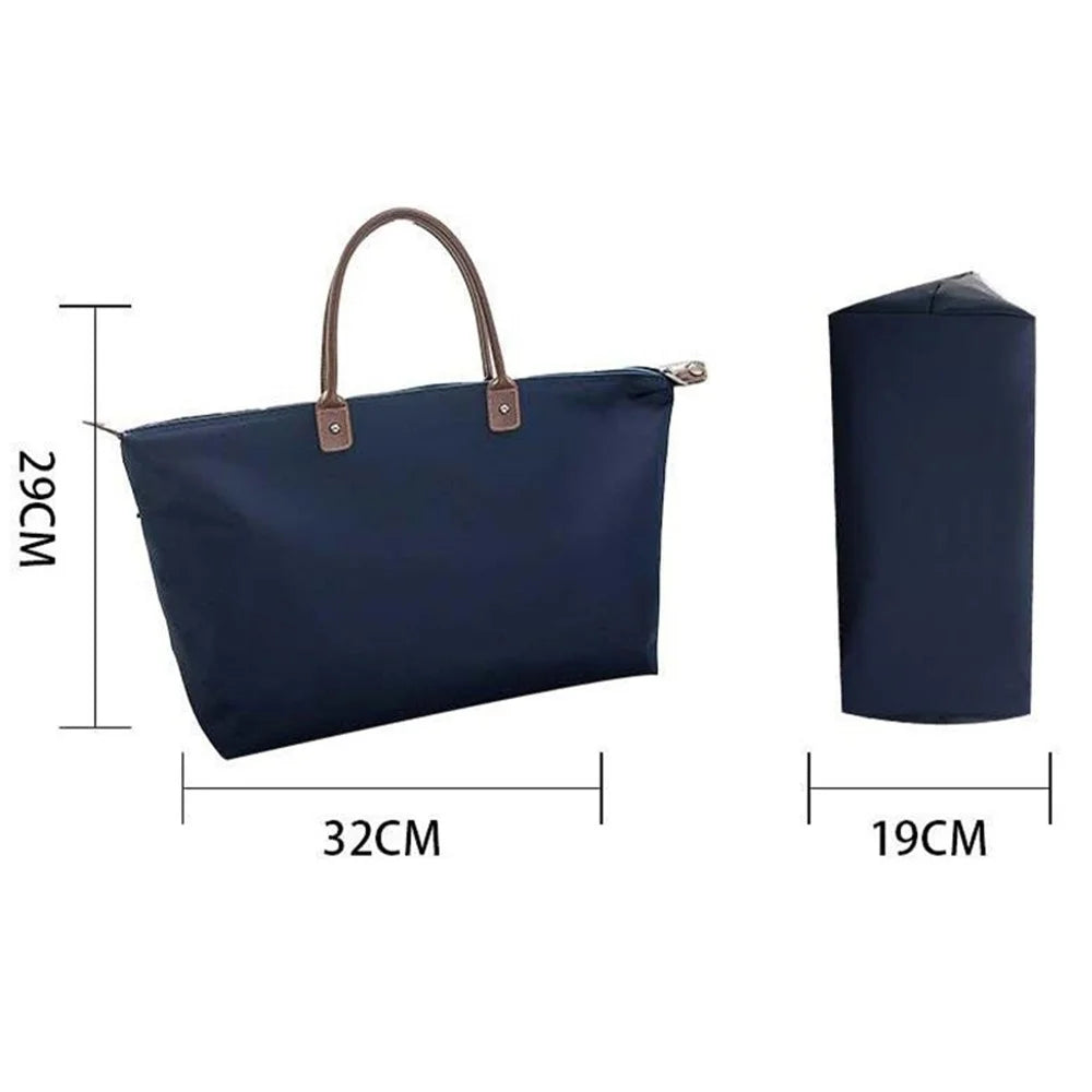 HINDUL Shoulder Tote Bag for Women, Nylon Top-Handle Zipper Travel Shoulder Bag, Size: 32*29*19cm - Dark Blue - 7