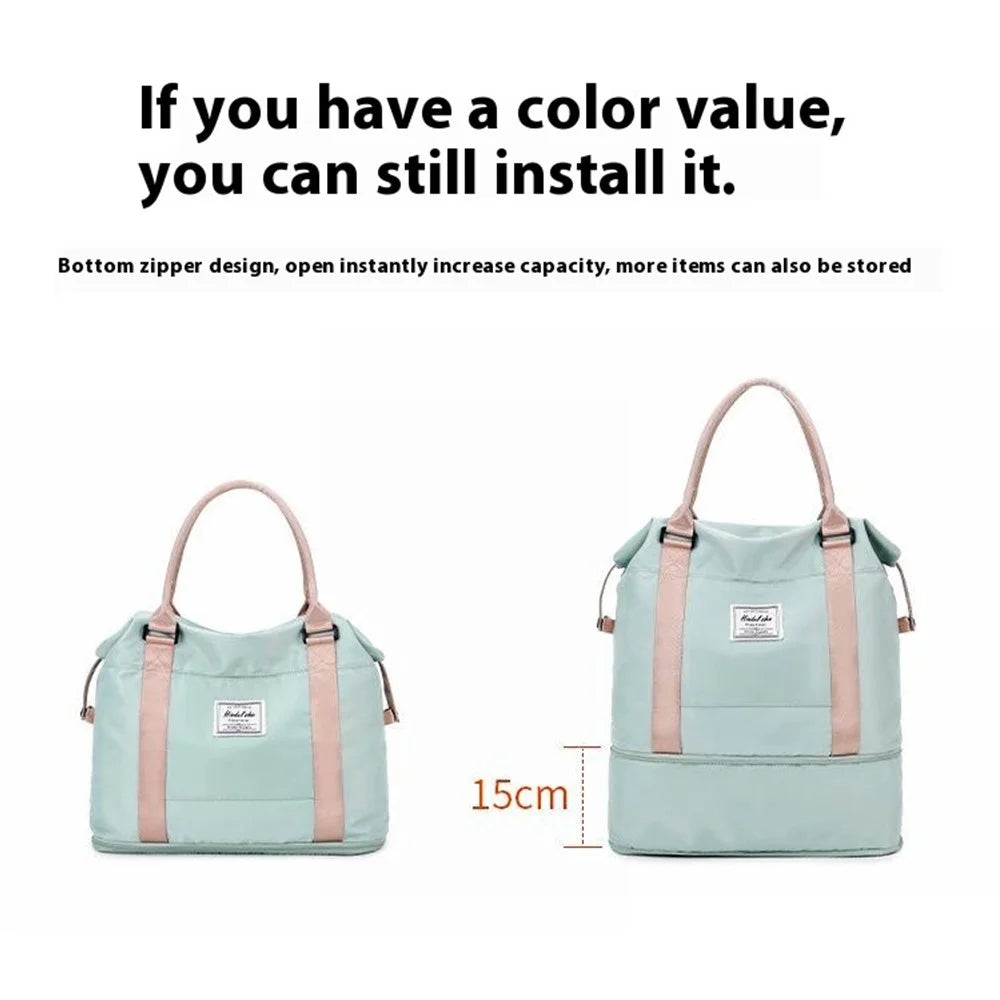 HINDUL Travel Duffel Tote Bag Oxford Fabric Waterproof Sports Yoga Gym Bag, Size: 46*14*36cm - Green - 2