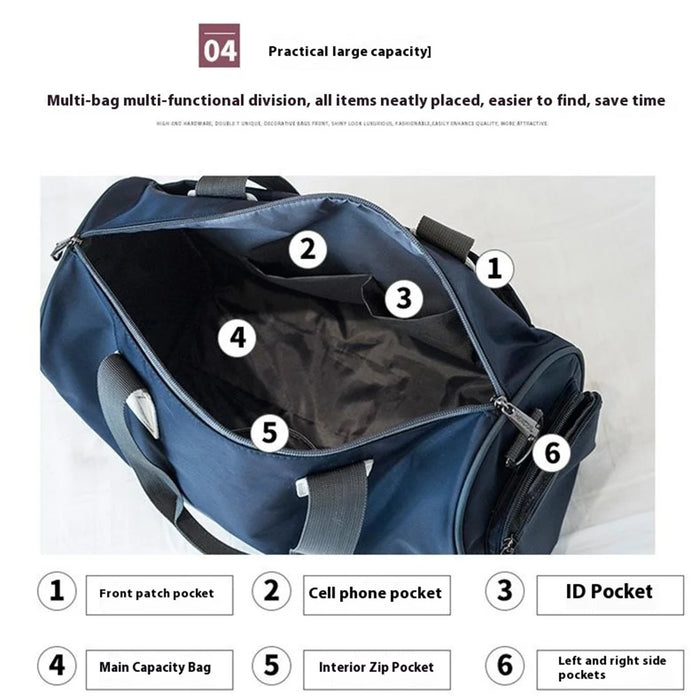 HINDUL Travel Duffel Bag Weekender Overnight Carry On Bag with Shoulder Strap, Size: 30*16*38cm - Dark Blue - 3