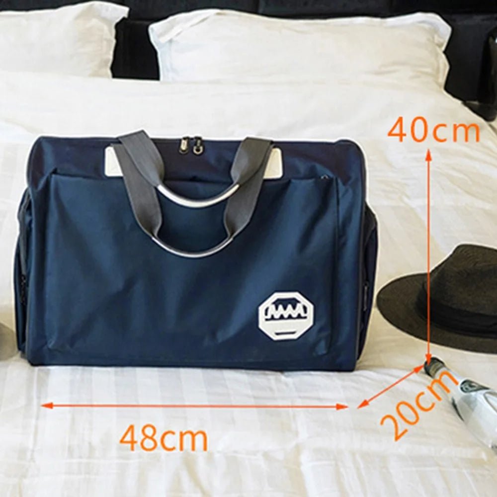 HINDUL Travel Duffel Bag Weekender Overnight Carry On Bag with Shoulder Strap, Size: 48*20*40cm - Dark Blue - 7