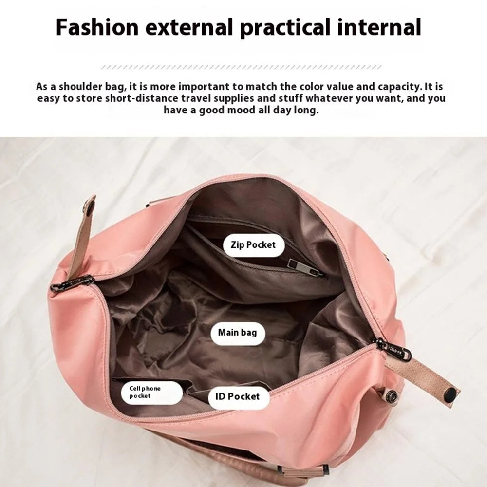 HINDUL Travel Duffel Tote Bag Waterproof Weekender Bags with Trolley Sleeve Size: 44*15*34cm - Pink - 3