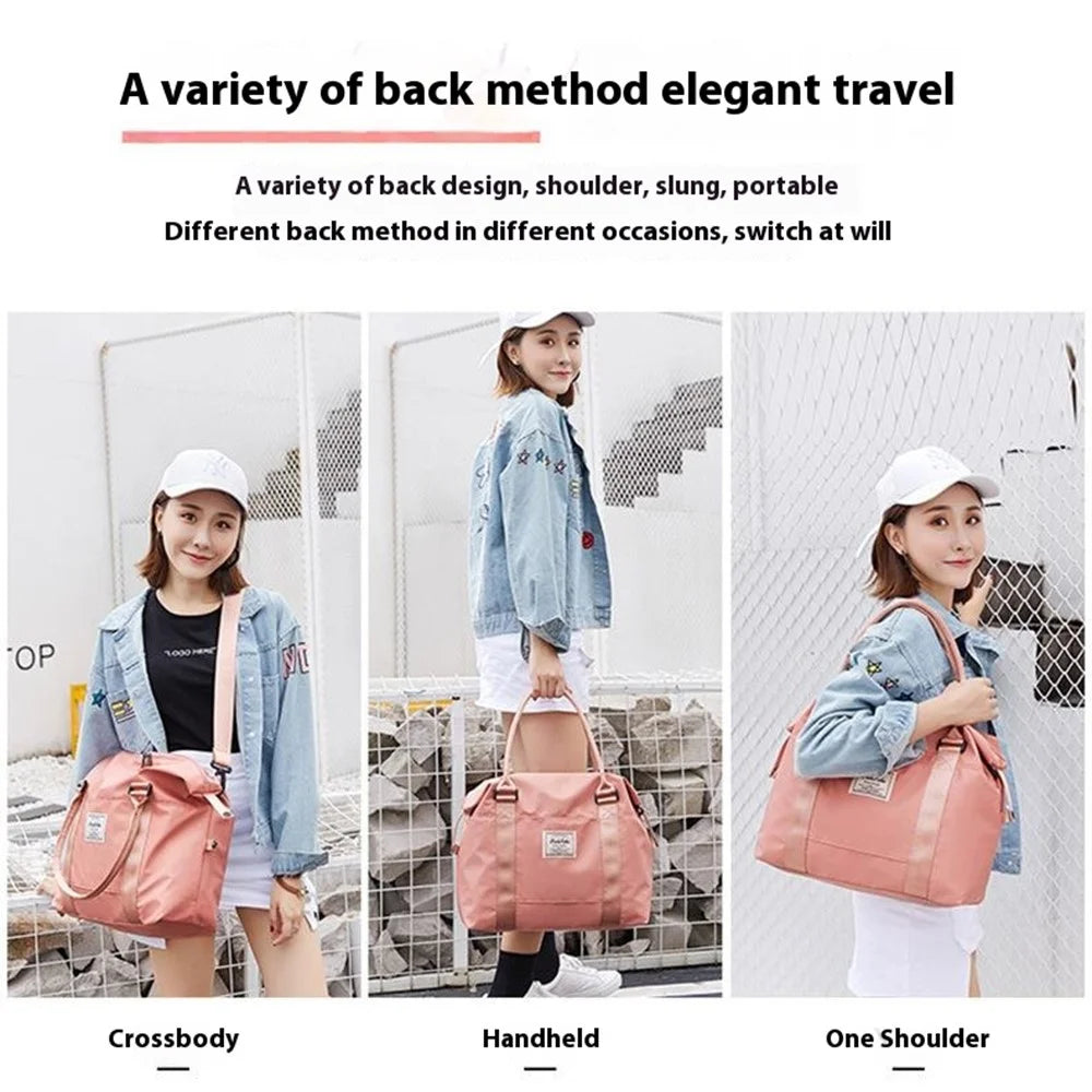 HINDUL Travel Duffel Tote Bag Waterproof Weekender Bags with Trolley Sleeve Size: 44*15*34cm - Pink - 5