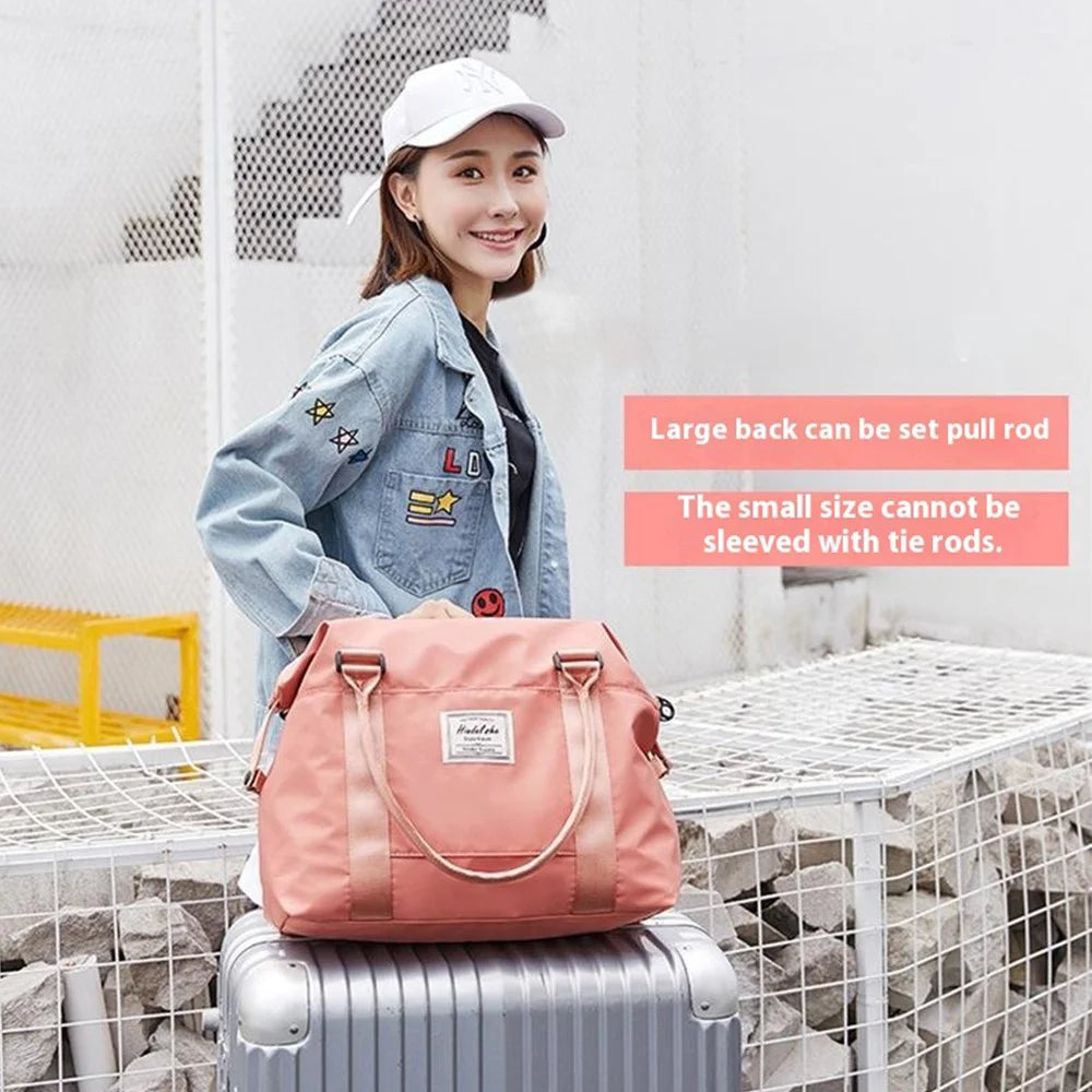 HINDUL Travel Duffel Tote Bag Waterproof Weekender Bags with Trolley Sleeve Size: 44*15*34cm - Pink - 7