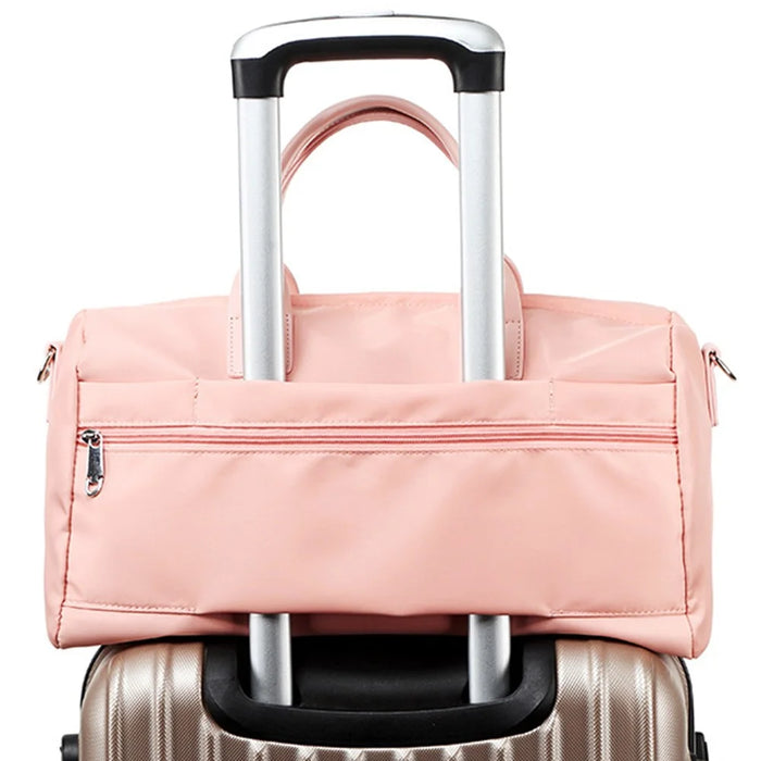 Oxford Cloth Sports Handbag 39x19x21cm Gym Bag Duffle Bag Weekend Overnight Shoulder Crossbody Bag - Pink - 1