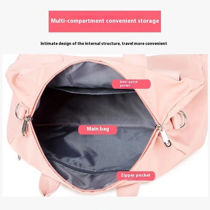 Oxford Cloth Sports Handbag 39x19x21cm Gym Bag Duffle Bag Weekend Overnight Shoulder Crossbody Bag - Pink - 4