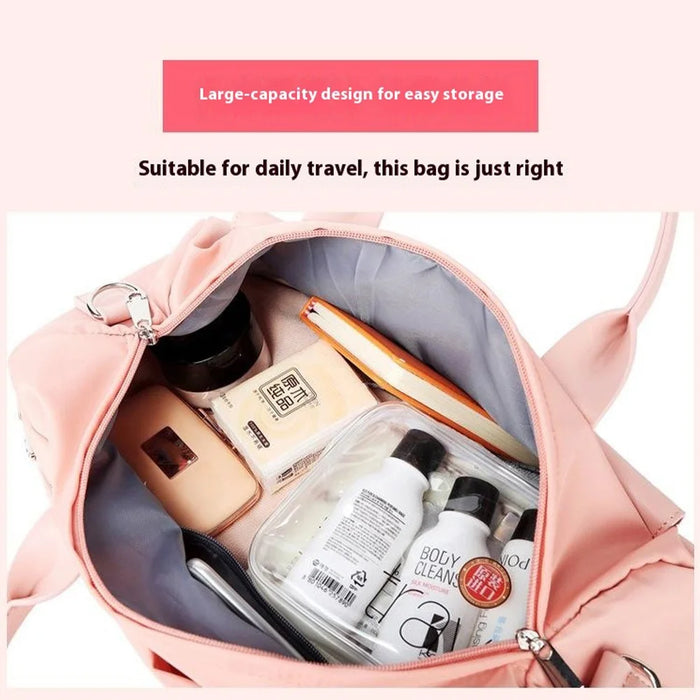 Oxford Cloth Sports Handbag 39x19x21cm Gym Bag Duffle Bag Weekend Overnight Shoulder Crossbody Bag - Pink - 5