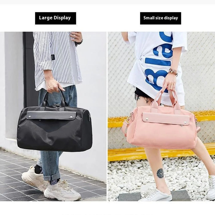 Oxford Cloth Sports Handbag 39x19x21cm Gym Bag Duffle Bag Weekend Overnight Shoulder Crossbody Bag - Pink - 6