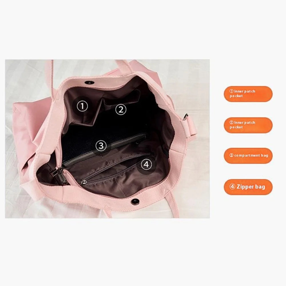Travel Duffle Bag Waterproof Carry On Tote Bags Large Capacity Sport Gym Bag - Pink - 3