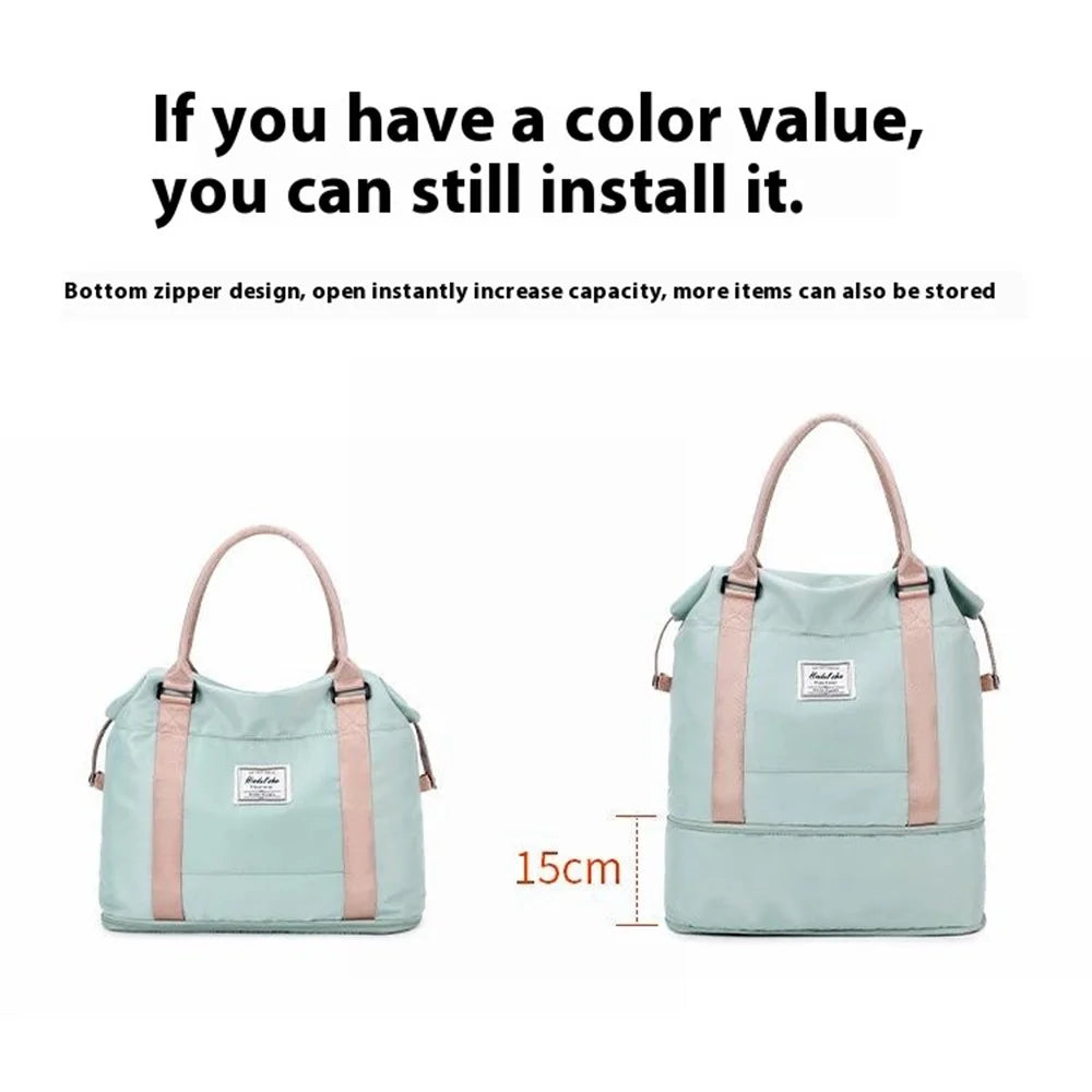 Travel Duffel Bag Waterproof Handbag Sports Tote Yoga Gym Bag, Size: 38*13*32cm - Green - 5
