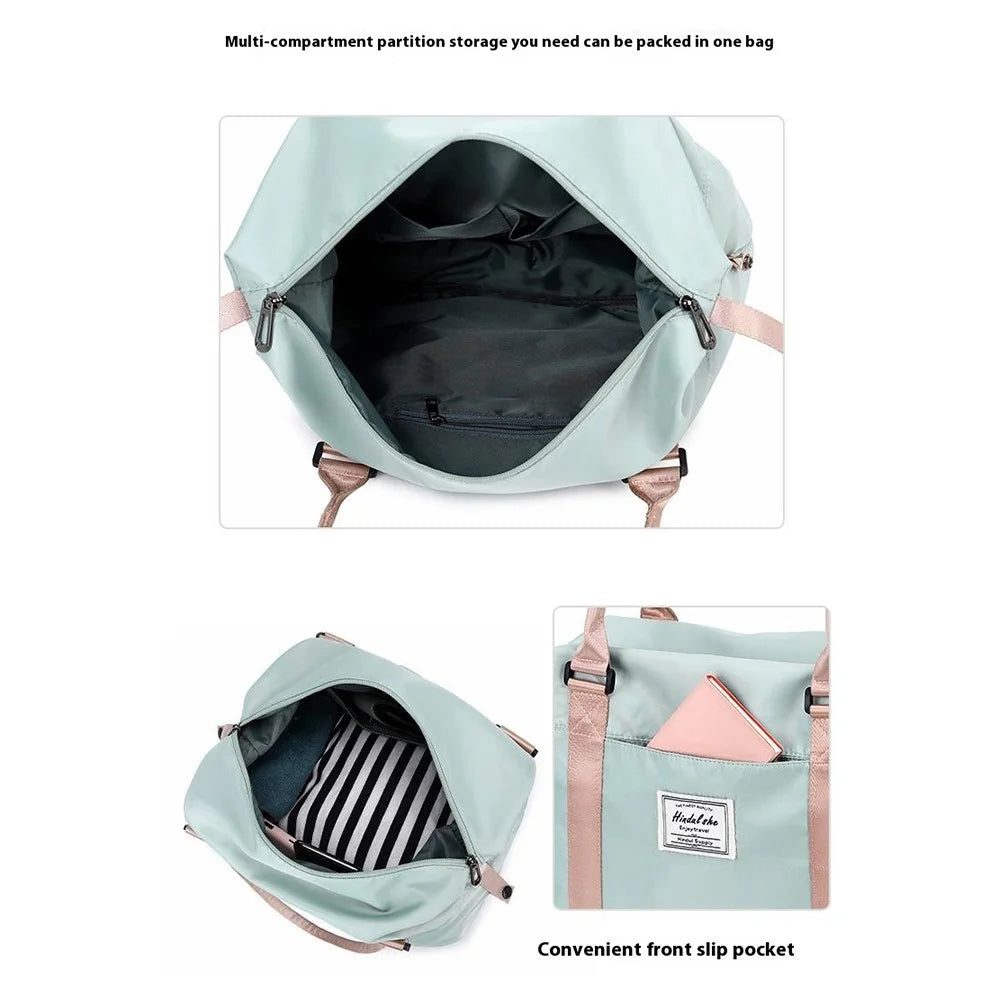 Travel Duffel Bag Waterproof Handbag Sports Tote Yoga Gym Bag, Size: 38*13*32cm - Green - 6