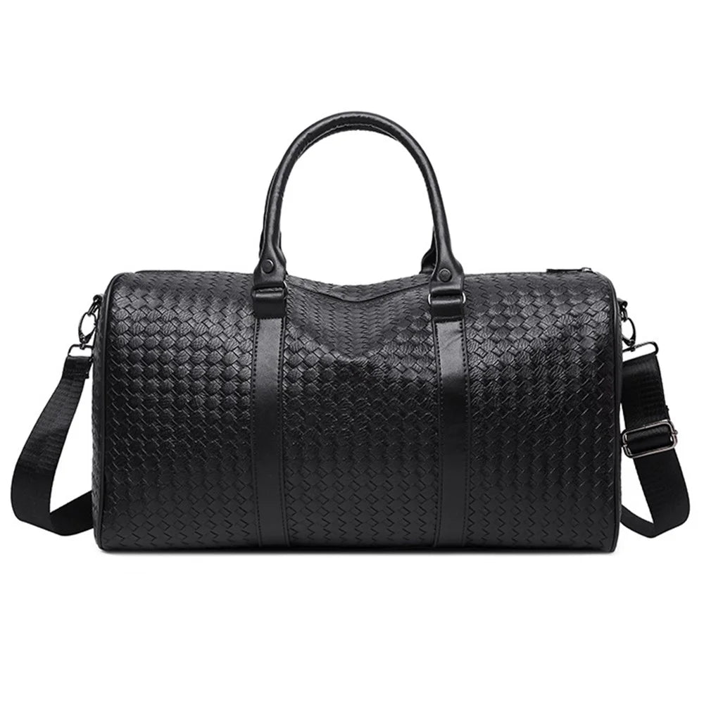 45x21x24cm Waterproof Gym Bag PU Leather Duffle Bag Weekend Overnight Crossbody Bag Handbag - 1