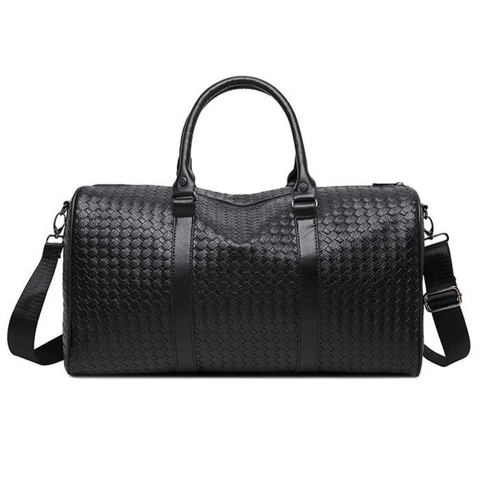 45x21x24cm Waterproof Gym Bag PU Leather Duffle Bag Weekend Overnight Crossbody Bag Handbag - 1