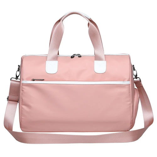 Travel Duffel Bag Waterproof Weekender Bags Gym Tote Bag with Shoe Compartment, Size: 49*22*33cm - Pink - 1