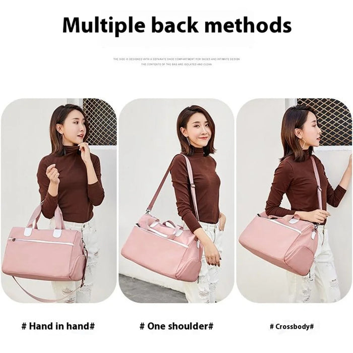 Travel Duffel Bag Waterproof Weekender Bags Gym Tote Bag with Shoe Compartment, Size: 49*22*33cm - Pink - 5