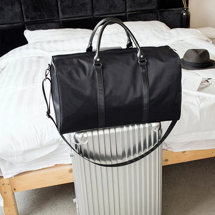 Nylon Sports Gym Bag Waterproof Travel Duffel Bag with Shoes Compartment, Size: L - 5