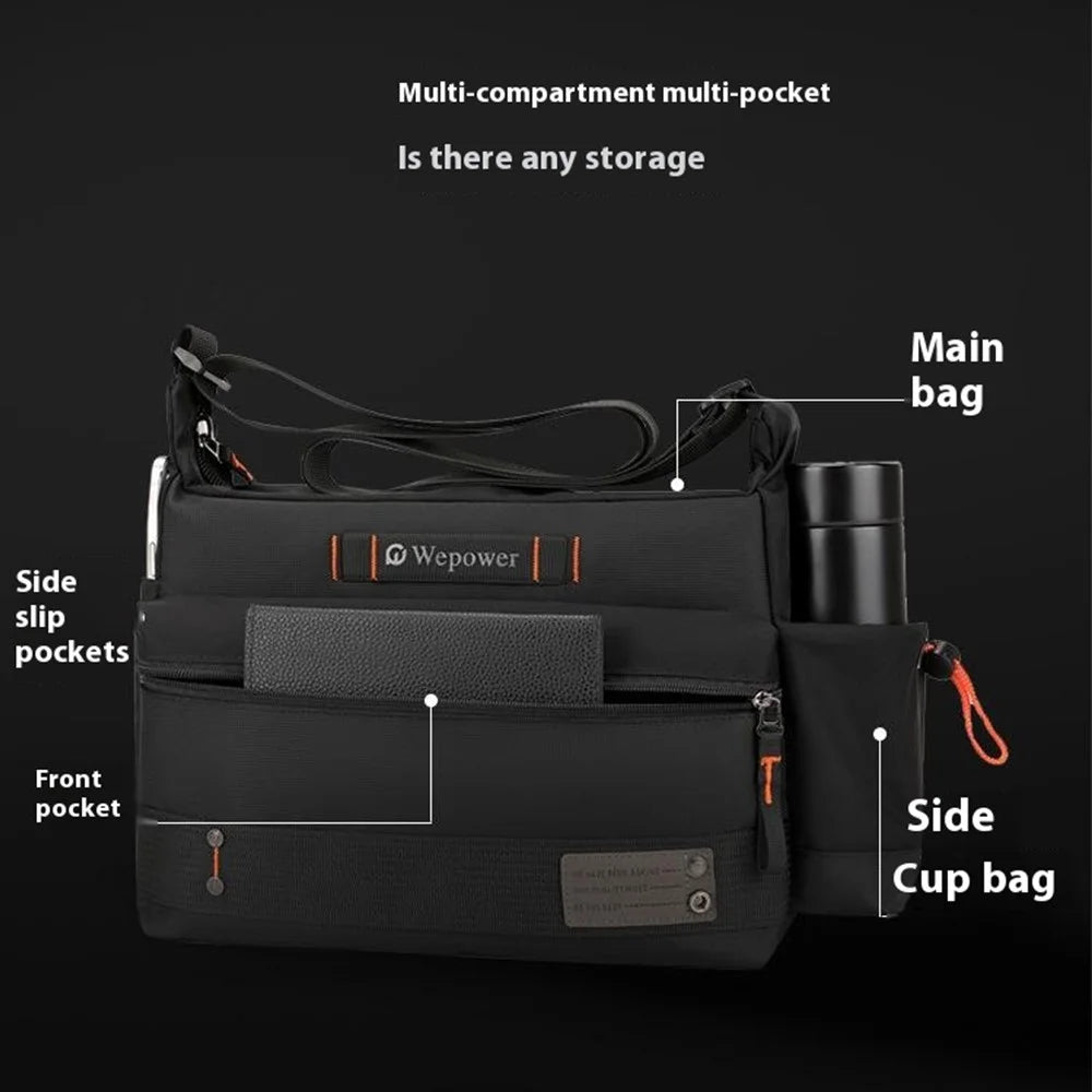 WEPOWER 8103 Men Casual All-Match Nylon Single Shoulder Crossbody Bag - Black - 6