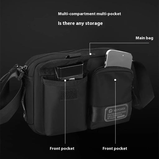 WEPOWER 1862 Men Stylish Casual Messenger Bag Nylon Single Shoulder Crossbody Bag - Black - 2