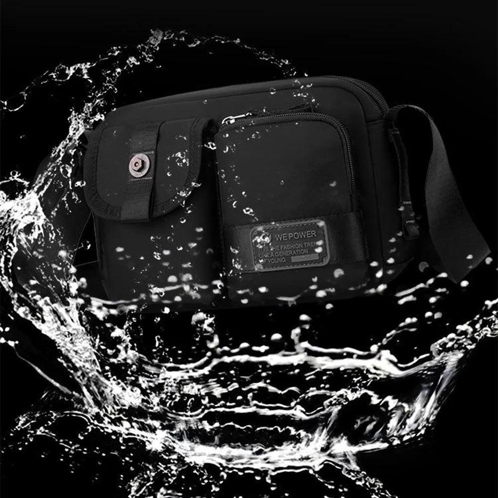 WEPOWER 1862 Men Stylish Casual Messenger Bag Nylon Single Shoulder Crossbody Bag - Black - 3
