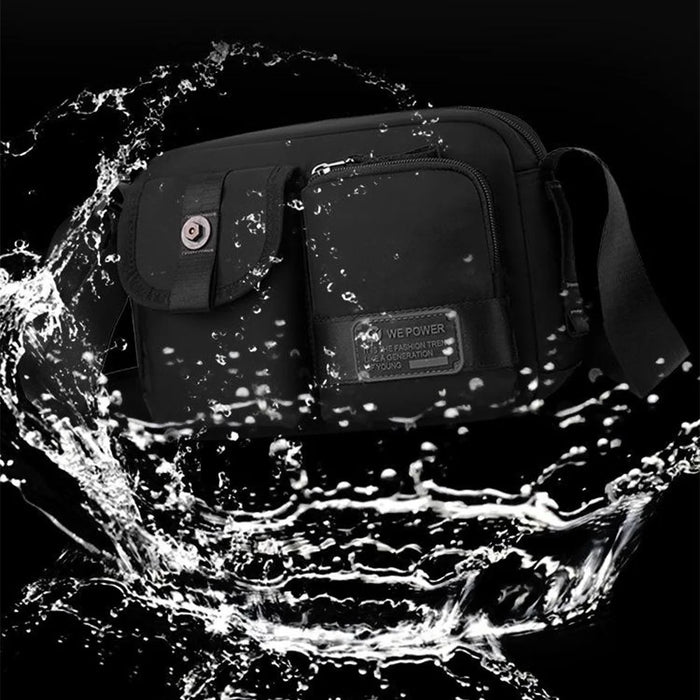 WEPOWER 1862 Men Stylish Casual Messenger Bag Nylon Single Shoulder Crossbody Bag - Black - 3