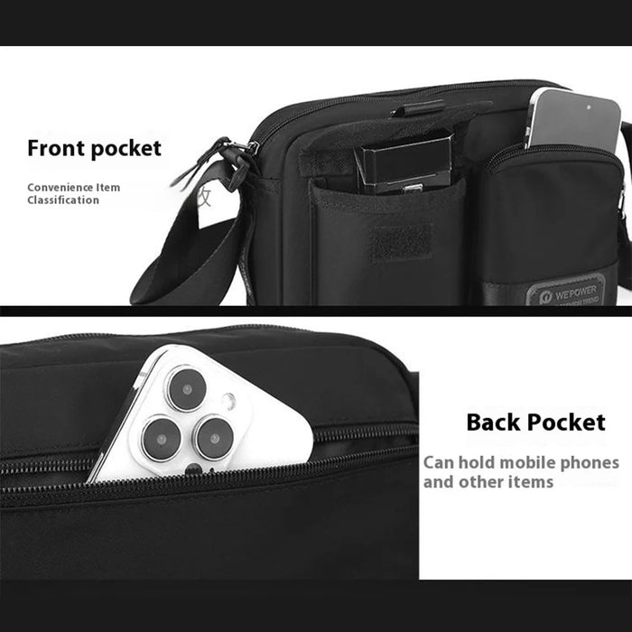 WEPOWER 1862 Men Stylish Casual Messenger Bag Nylon Single Shoulder Crossbody Bag - Black - 5