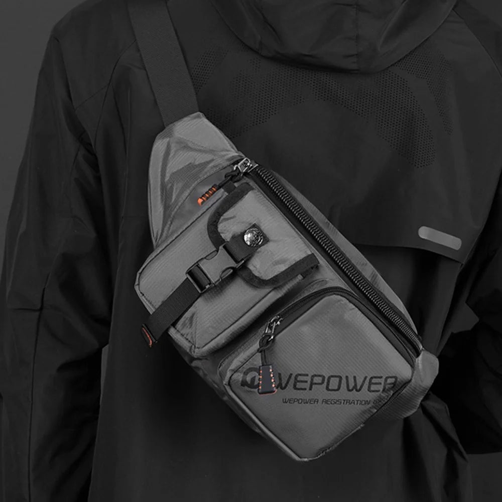 WEPOWER 2311 Men Travel Chest Bag with Quick Release Buckle Waterproof Nylon Crossbody Bag - Grey - 2