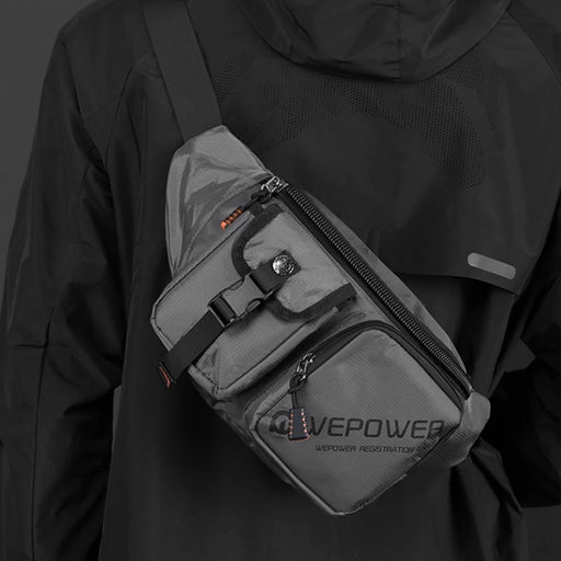 WEPOWER 2311 Men Travel Chest Bag with Quick Release Buckle Waterproof Nylon Crossbody Bag - Grey - 2