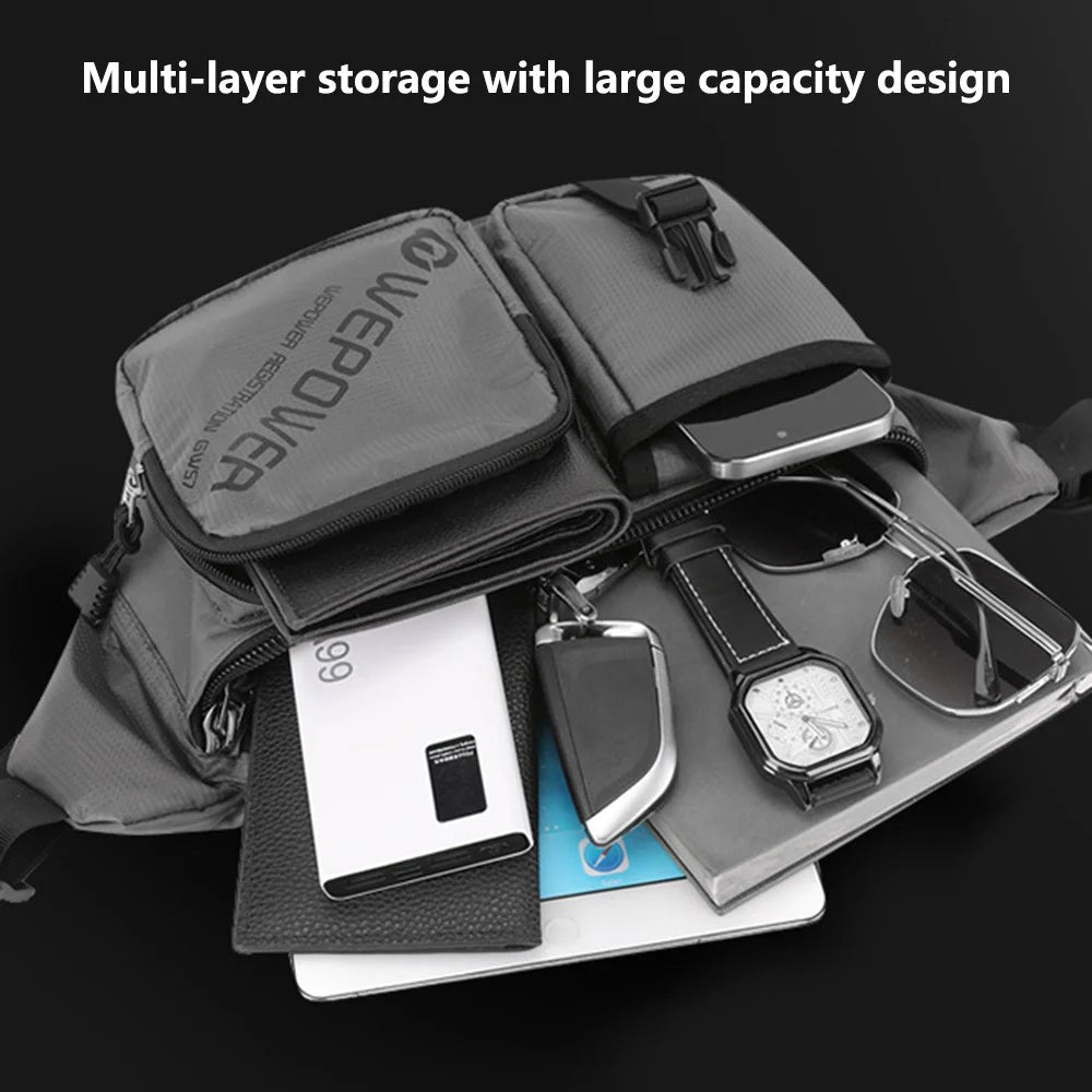 WEPOWER 2311 Men Travel Chest Bag with Quick Release Buckle Waterproof Nylon Crossbody Bag - Grey - 3