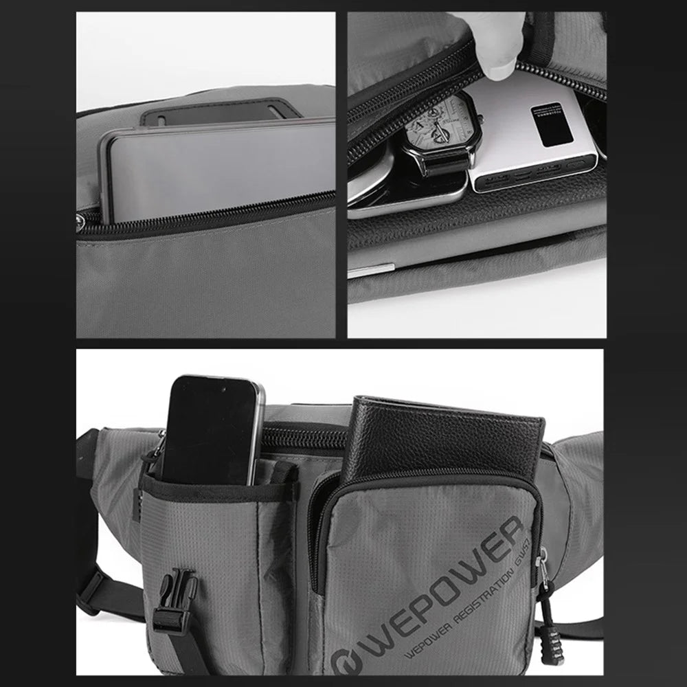 WEPOWER 2311 Men Travel Chest Bag with Quick Release Buckle Waterproof Nylon Crossbody Bag - Grey - 5