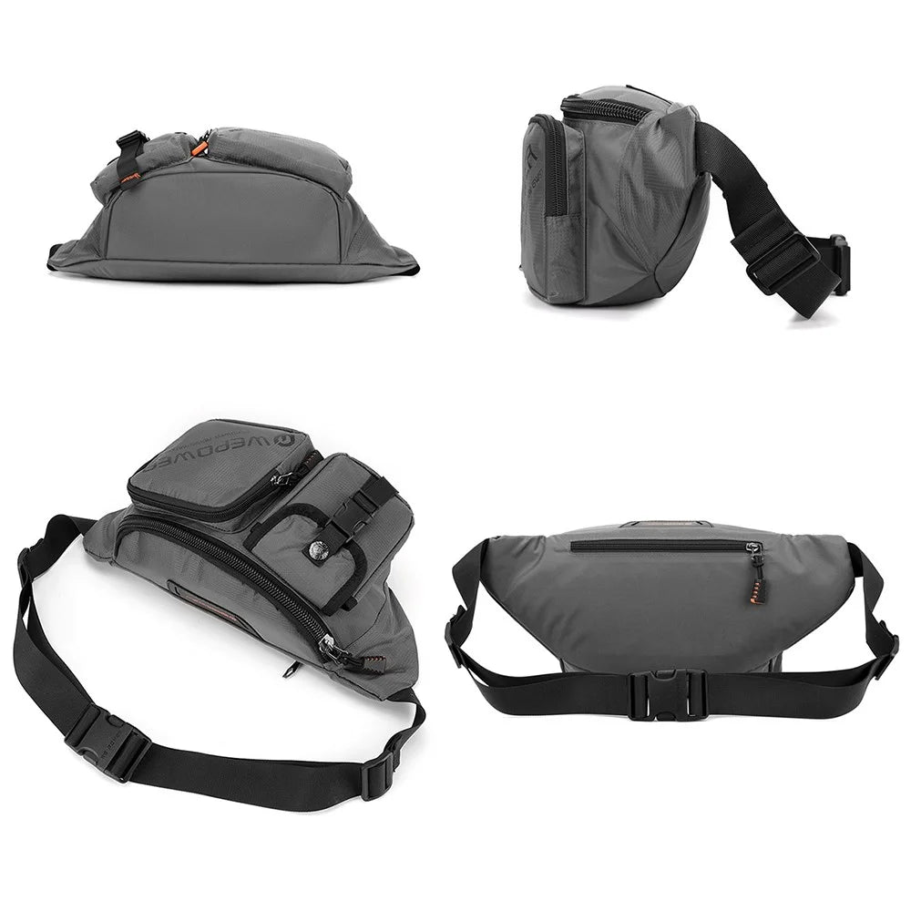 WEPOWER 2311 Men Travel Chest Bag with Quick Release Buckle Waterproof Nylon Crossbody Bag - Grey - 7