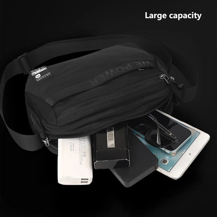 WEPOWER 8703 Men Lightweight Shoulder Bag Waterproof Nylon Small Square Crossbody Bag - Black - 2
