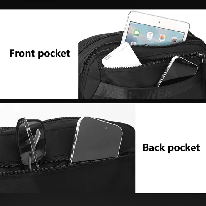 WEPOWER 8703 Men Lightweight Shoulder Bag Waterproof Nylon Small Square Crossbody Bag - Black - 3