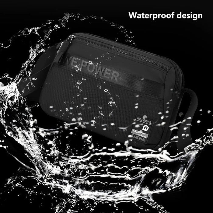 WEPOWER 8703 Men Lightweight Shoulder Bag Waterproof Nylon Small Square Crossbody Bag - Black - 6